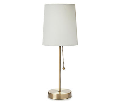 Gold & White Metal Stick Lamp