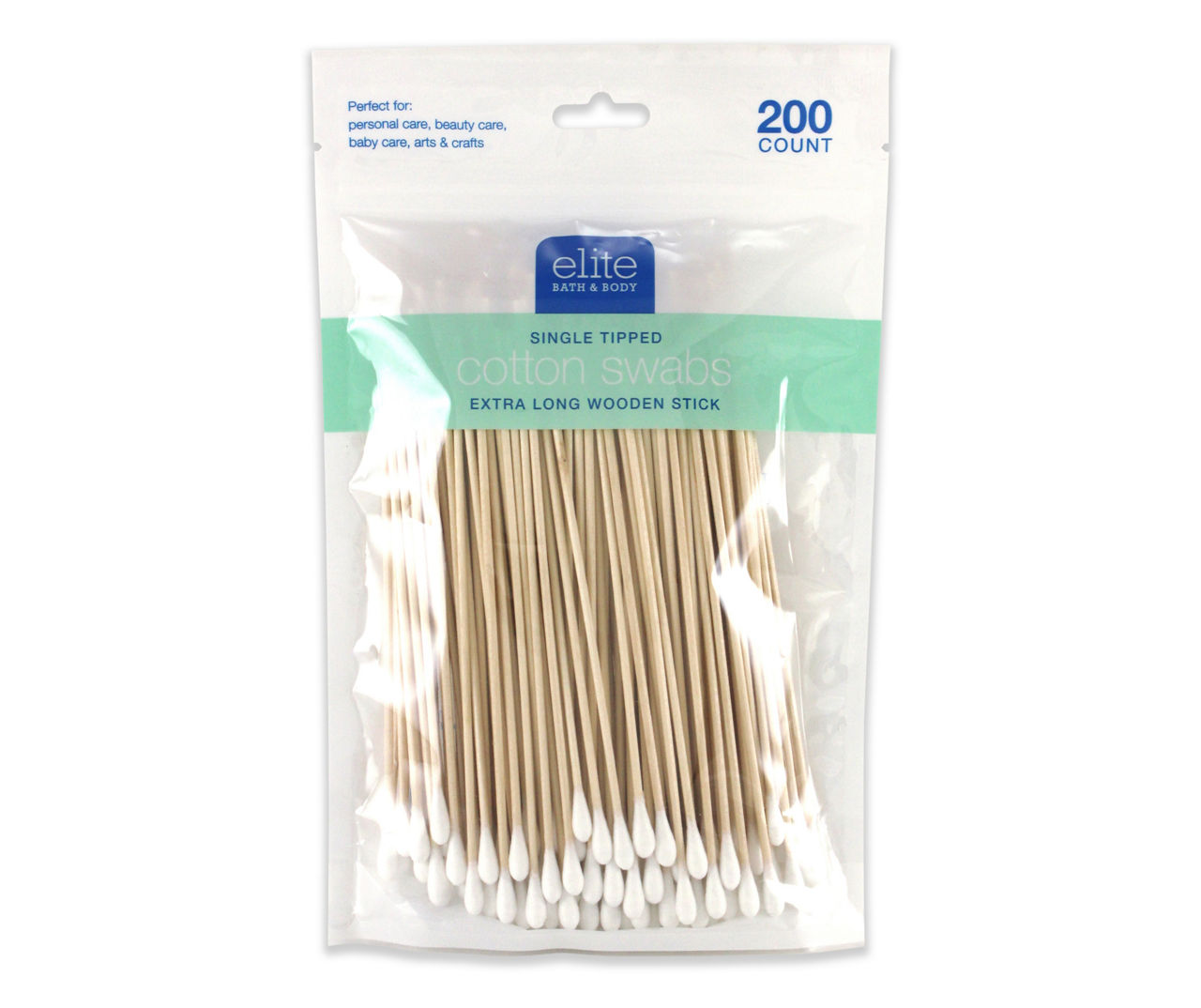 Elite Extra Long Wood Stick Cotton Swabs, 200-Count