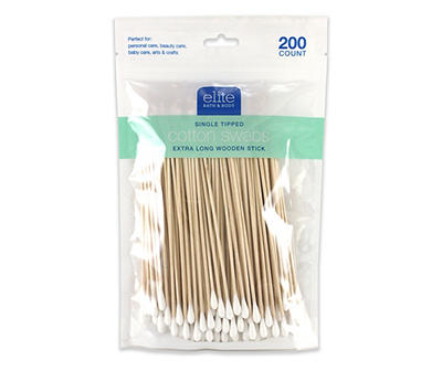 Extra Long Wood Stick Cotton Swabs, 200-Count