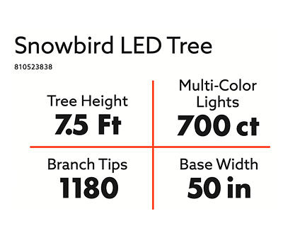 7.5' Snowbird Pre-Lit LED Artificial Christmas Tree with Color-Changing Micro Dot Lights