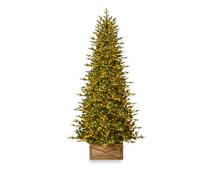7.5' Big Sky Slim Pre-Lit LED Artificial Christmas Tree Urn with Warm White Lights