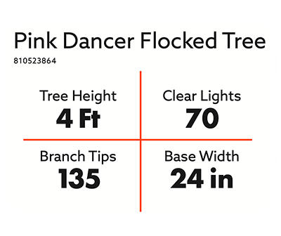 4' Dancer Pink Flocked Pre-Lit Artificial Christmas Tree with Clear Lights
