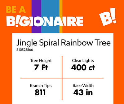 7FT JINGLE SPIRAL RAINBOW TREE - G