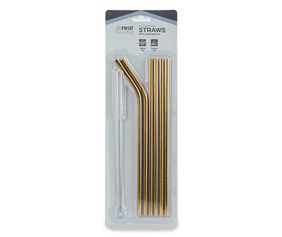 Gold Reusable Drinking Straws, 6-Pack