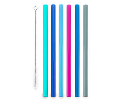 Real Living Multi-Color Reusable Silicone Drinking Straws, 6-Pack