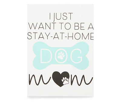 "Dog Mom" White & Turquoise Wooden Bone Box Plaque