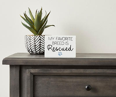 "Rescued" Pawprint Mini Block Plaque