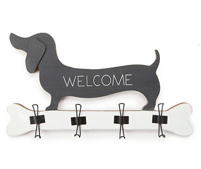 "Welcome" Dog & Bone 4-Hook Wall Plaque