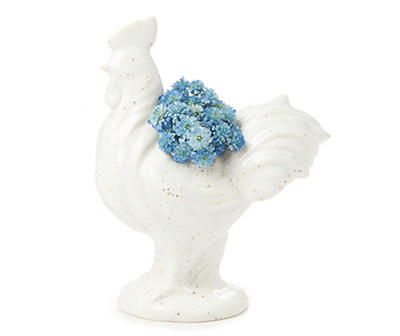 Blue Flowers in Ceramic Rooster