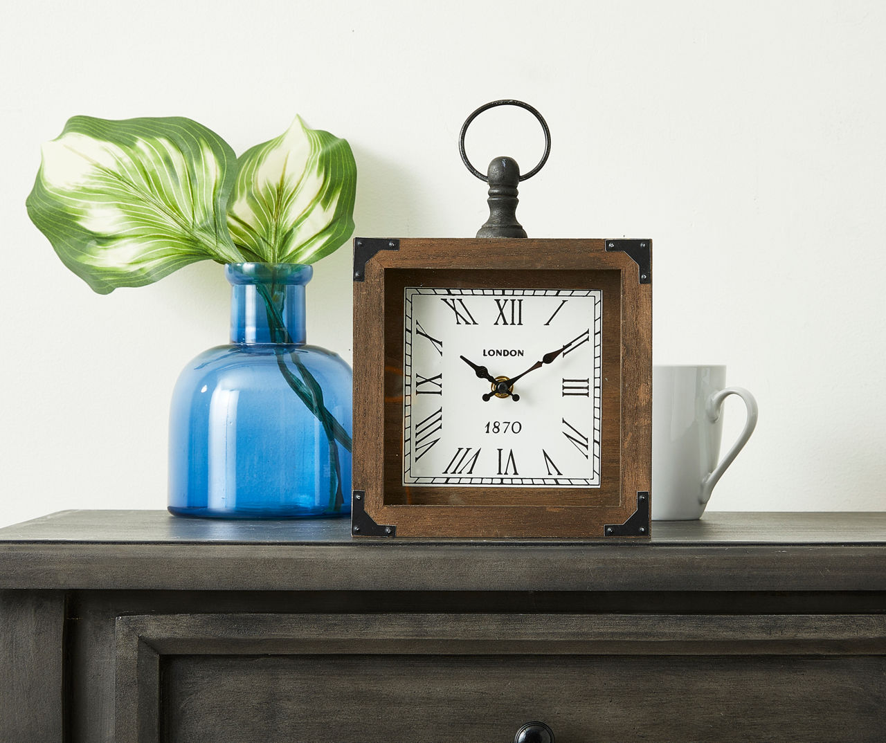 Brown Square Wooden Hanging Tabletop Clock | Big Lots