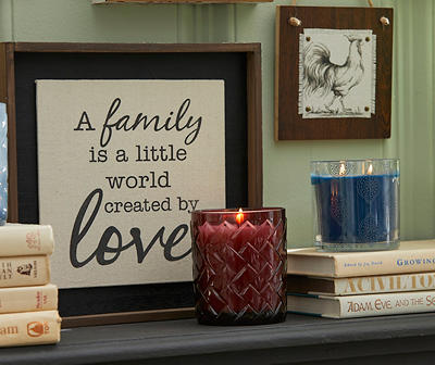 "A Family Is A Little  World" White & Black Framed Fabric Wall Plaque