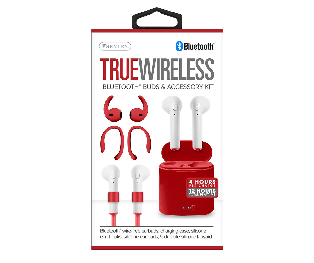 Red & White True Wireless Bluetooth Buds with Accessories