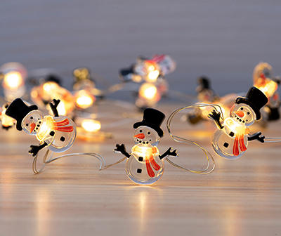 Warm White Snowman LED Light Set with Clear Wire, 25-Lights