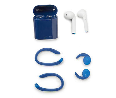 Blue & White True Wireless Bluetooth Buds & Accessory Kit