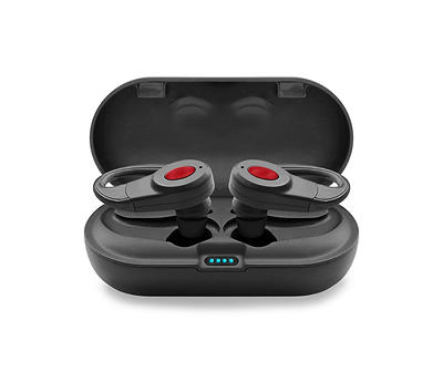 Red True Wireless Bluetooth Sports Earbuds with Charging Case
