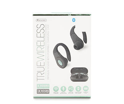 Black & Mint True Wireless Bluetooth Sport Hook Earbuds with Charging Case