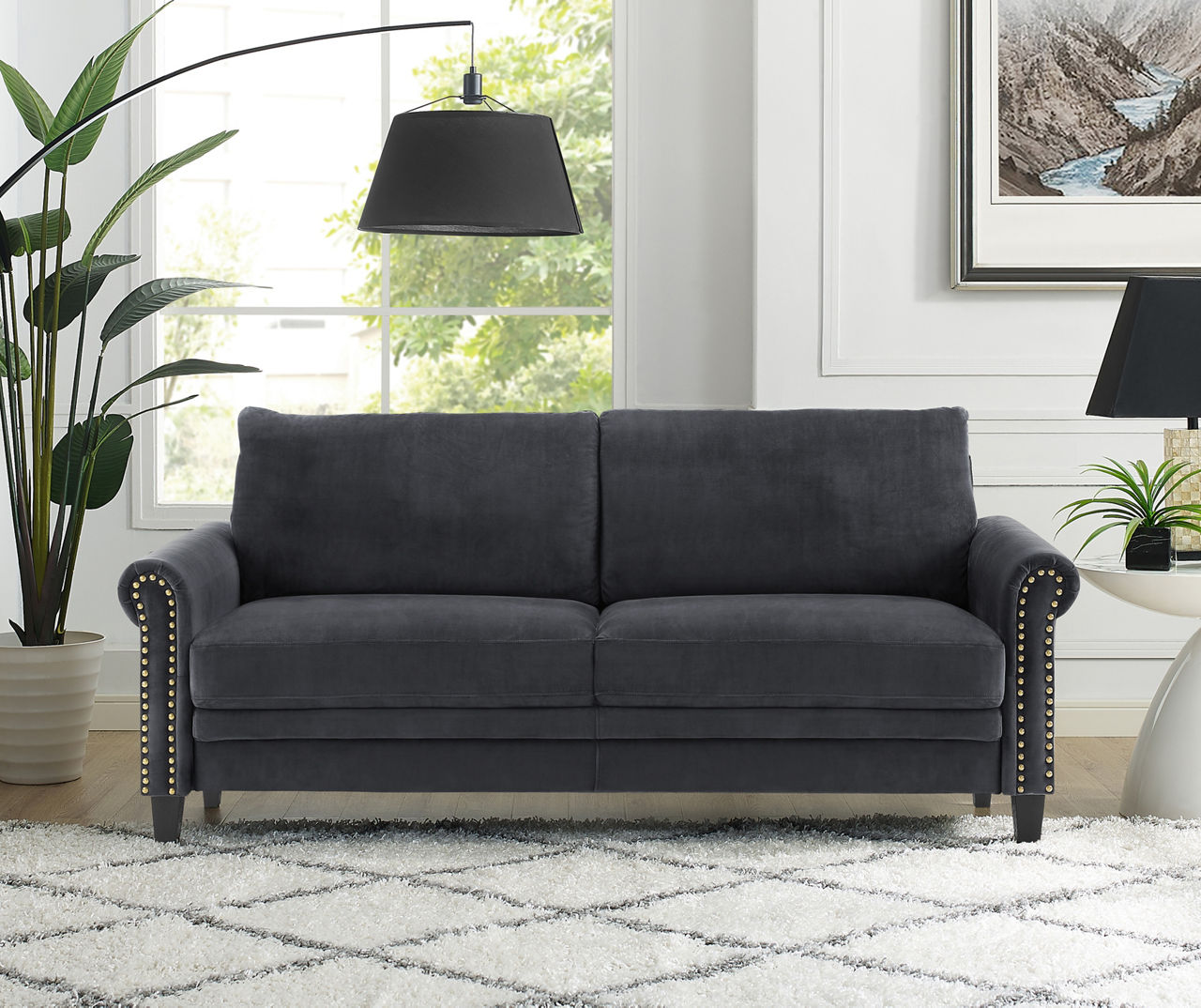 Lifestyle Solutions Ashbury Charcoal Sofa | Big Lots