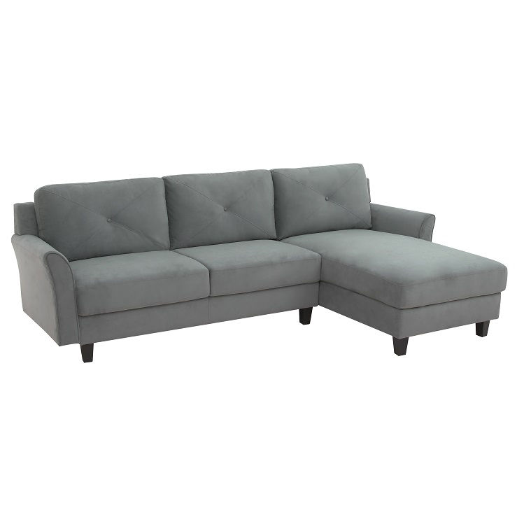 Lifestyle Solutions Hayward Gray Curved Arm Sectional | Big Lots