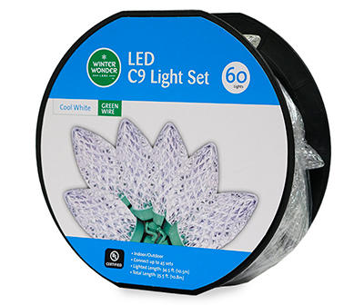 Cool White Diamond Cut LED C9 Light Wheel Set with Green Wire, 60-Lights