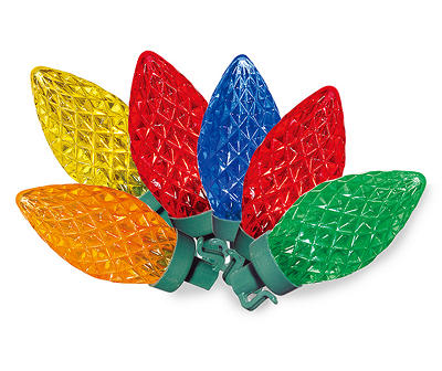 Multi-Color Diamond Cut LED C9 Light Wheel Set with Green Wire, 60-Lights