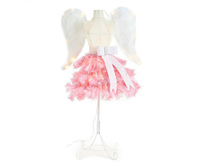 4' Pink Angel Pre-Lit LED Artificial Dress Form Decor