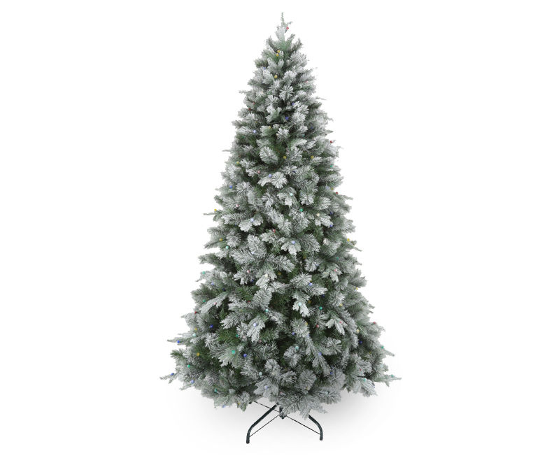 7.5' Vancouver Flocked Pre-Lit LED Artificial Christmas Tree with Multi-Color Globe Lights