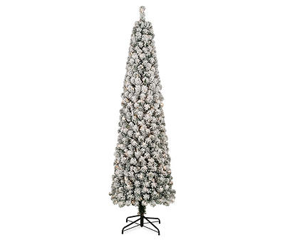 9' Flocked Deluxe Cashmere Pencil Pre-Lit Artificial Christmas Tree with Clear Lights