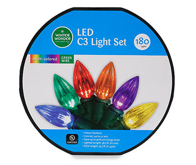 Multi-Color Vertical Cut LED C3 Light Wheel Set with Green Wire, 180-Lights