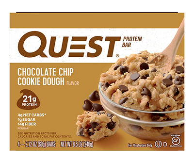 Quest Chocolate Chip Cookie Dough Protein Bars, 4-Pack