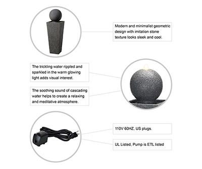 Stone Look Sphere LED Water fountain