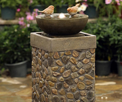 Birds in Bowl LED Water Fountain