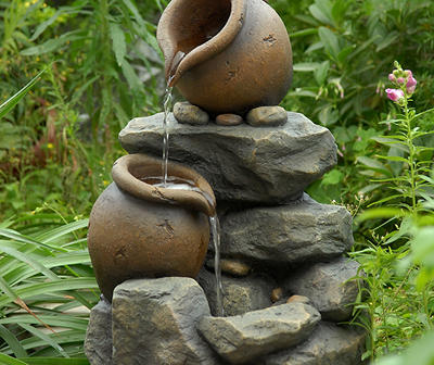 Small Pots & Rock Water Fountain
