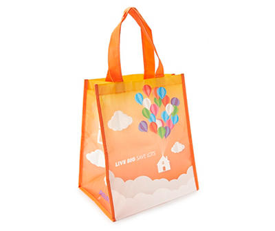 "Live Big, Save Lots" Orange Balloon House Reusable Bag