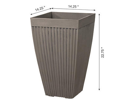 14.25" Stone Tall Vertical Stripe Plastic Planters, 2-Pack