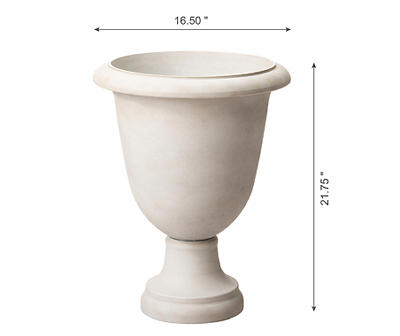 16.5" White Urn Planters with Base, 2-Pack