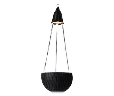 30IN H BLK SOLAR LIGHTED HANGING PLANTER
