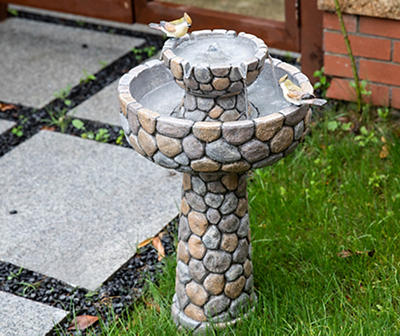 Stone Look & Birds 2-Tier Water Fountain