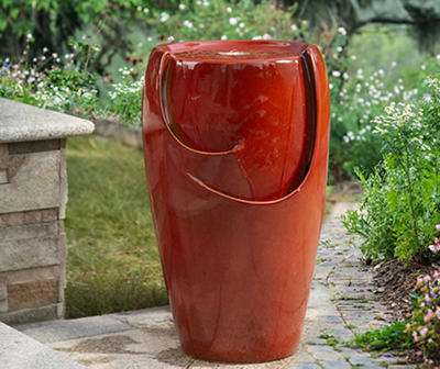 Red Glaze Pot LED Water Fountain