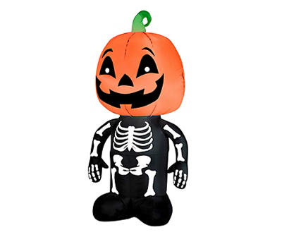 3.5' Airblown Inflatable Pumpkin Boy Skeleton