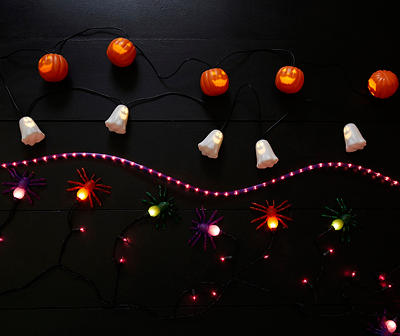 HALLOWEEN 10 FLASHING SPOOKY GHOST LED MUSICAL STRING LIGHTS INDOOR USE ONLY 