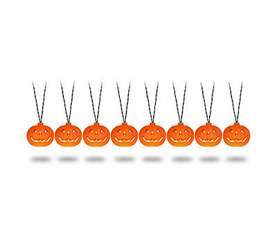 Orange Jack O'Lantern LED Light Set, 8-Lights