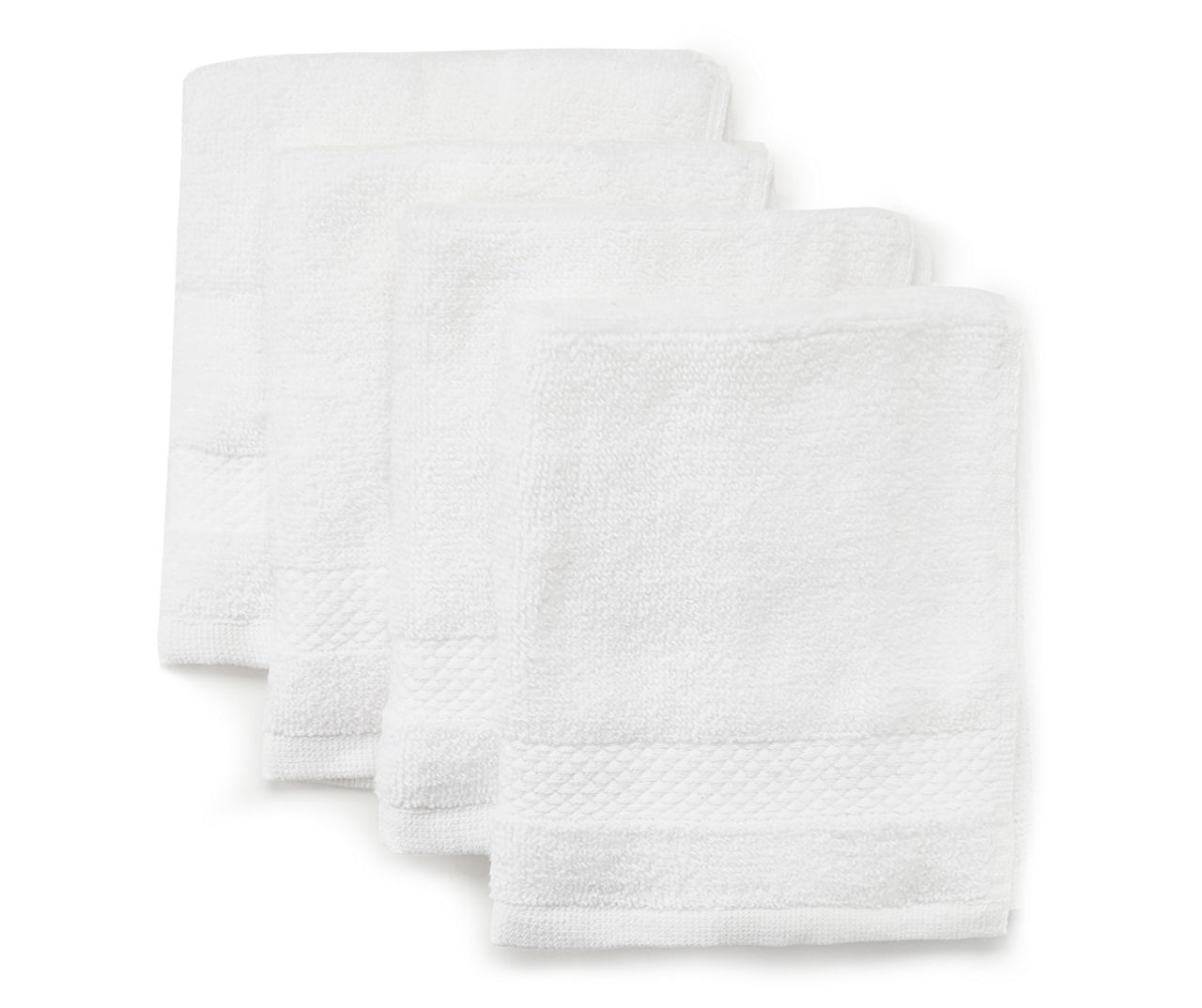 White Zero Twist Wash Cloths, 4-Pack