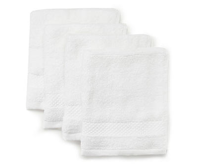 White Zero Twist Wash Cloths, 4-Pack