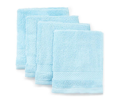 Sky Blue Zero Twist Wash Cloths, 4-Pack