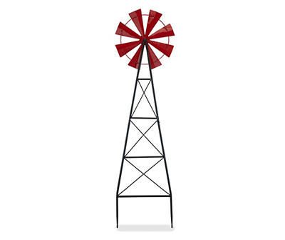 Red Metal Windmill 2-In-1 Yard Stake & Wall Décor