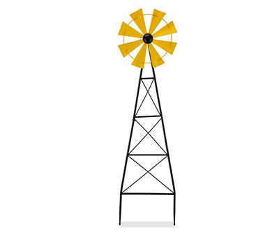 Yellow Metal Windmill 2-In-1 Yard Stake & Wall Decor