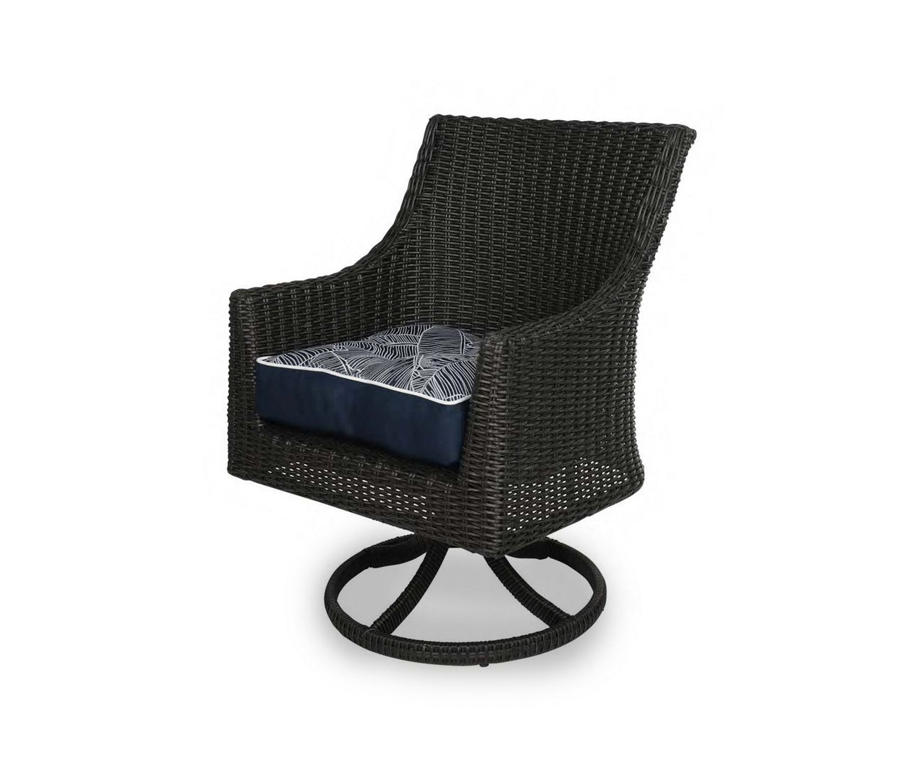 Navy Blue Banana Leaf 4-Piece Outdoor Wicker Chair Cushion Set