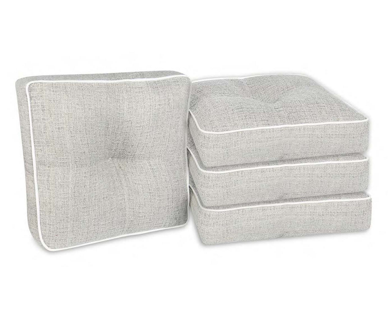 Linen-Gray 4-Piece Outdoor Wicker Chair Cushion Set