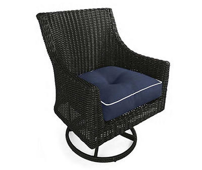 Navy Blue 4-Piece Outdoor Wicker Chair Cushion Set