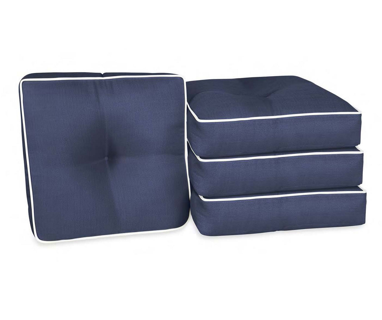 Navy Blue 4-Piece Outdoor Wicker Chair Cushion Set